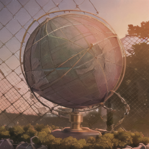 Globe with a chain link fence across it