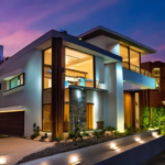 Technologically advanced modern home with fancy lighting and automation