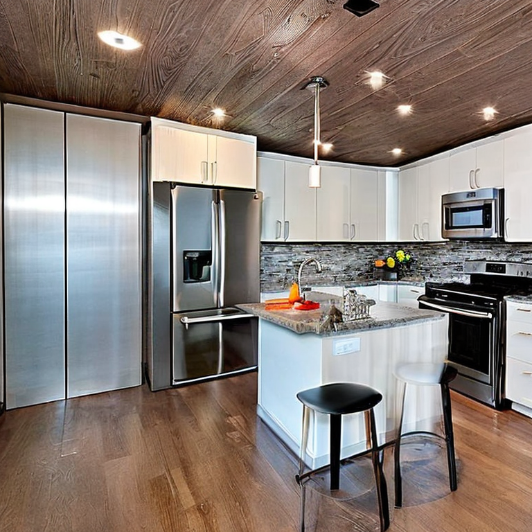 modern kitchen with stainless steel appliances